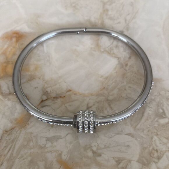 NWOT Stainless Steel & Crystal Rhinestones
Modern Minimalist Bracelet - Picture 8 of 11